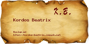 Kordos Beatrix névjegykártya