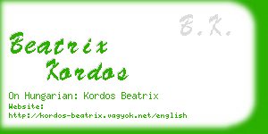 beatrix kordos business card